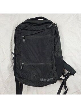 Marmot Black Nylon Backpack With Padded Straps Multiple Zipper Compartments